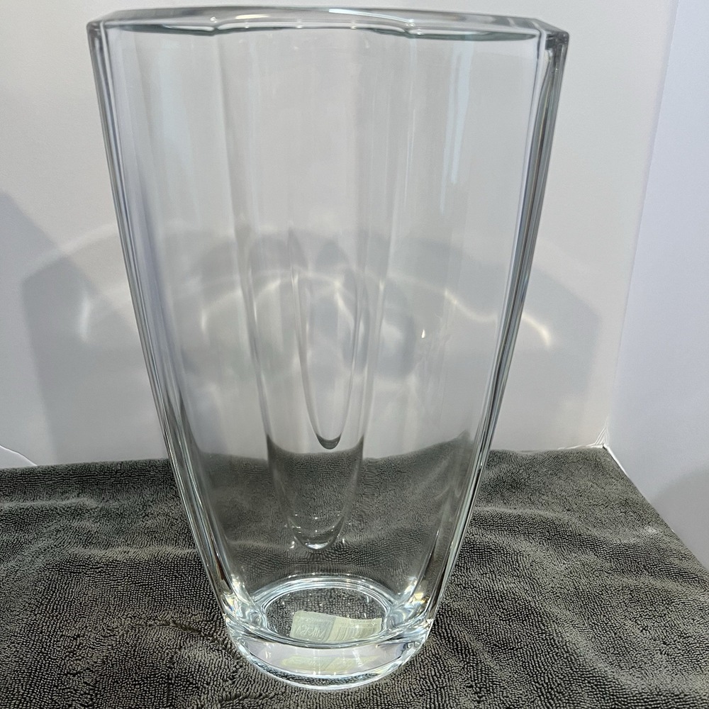 Mikasa Elite Vase Intercept 12" Tall Sturdy-Designed In France MCM Luxe Clear